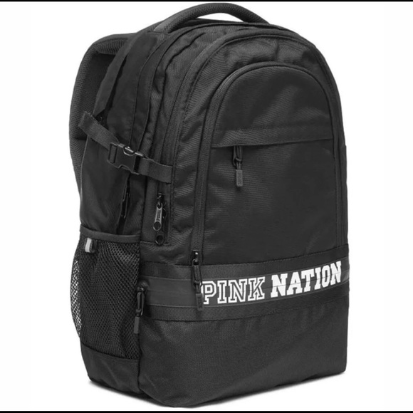 all black pink bookbag